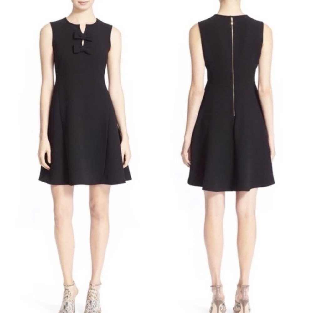 Kate Spade New York Black Flare Dress Featuring a Bow Detail On The Front Size 0